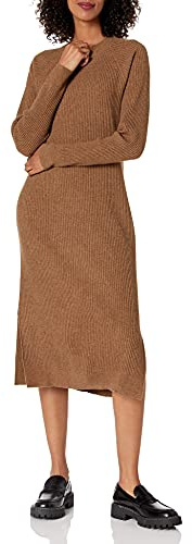 The Drop Renata Robe pour Femme, Longueur Midi, Côtelée, Moka, Taille XS