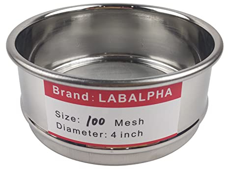 LABALPHA 100 Mesh Lab Sieves, Test Sieve #100 Mesh, 4'' Diameter, 304 Stainless Steel Wire Cloth (0.15mm)