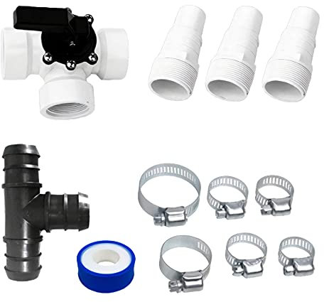 AREBOS Kit di derivazione per Piscina | Universale per riscaldatori solari | Pannelli solari e Pompe di Calore | 12 Parti | Materiale plastico di Alta qualità | Connettore Ø32/38mm
