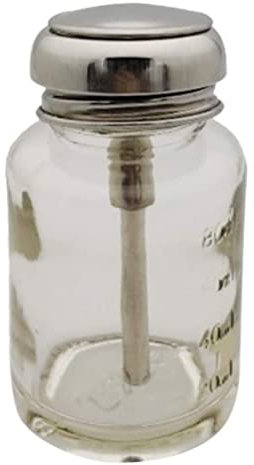 Push Glass Bottle Push Down Pump Alcohol Dispenser for Nail Polish Makeup Remover 80ml, Press Type Alcohol Bottle, Push Down Pump Dispenser, Press Type Solvent Dispenser