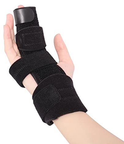 Scurnhau Fingerschiene Kleiner Finger für 2 Fingers Verstellbar Boxerfraktur Schiene Abzugsfinger-Schiene Mittelfinger Gebrochener Finger Reversible Handspange mit Fingerstützgelenken Immobilizer, S/M