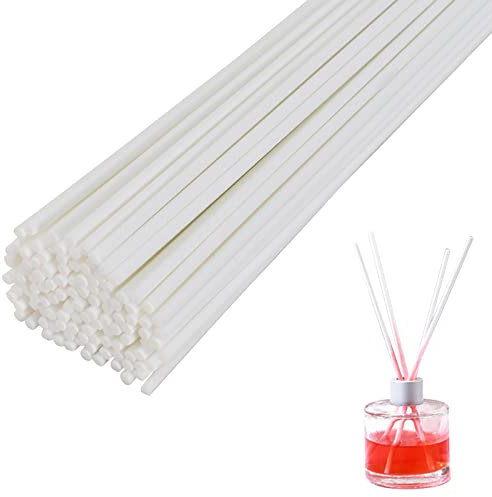 Colexy 100 Stück Rattanstäbchen Reed Diffuser Stöcke, Natural Rattan Reed Sticks Holzstäbchen, Rattanstäbchen für Raumduft, Bambusstäbchen Rattan Reed Diffuser Sticks Diffusor, 22 * 0.3cm (Weiß)