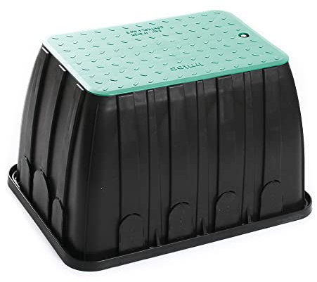 BirnePower Ventilbox Standard 58x38,5x31 cm | Verteilerkasten für 4 Magnetventile | Bewässerung Box Grün/Schwarz | Unterirdisch, UV-Beständig & Schlagfestem PP-Kunststoff