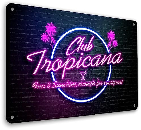 Club Tropicana Neonschild für Cocktailbar, Hausbar, A4, Barzubehör