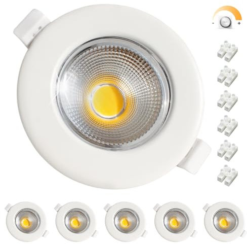Wondlumi 6er LED Einbaustrahler 230V 10W Dimmbar Set LED Spot Weiß Rund Spots Deckenleuchte 4000K Neutralweiß Einbauleuchten 68mm 850LM für Küche Schlafzimmer