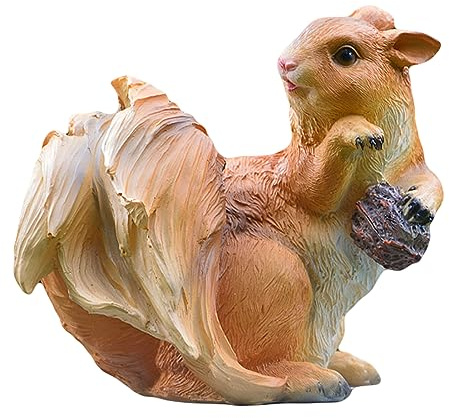 POCHY Eichhörnchen Deko Garten, Tier Figur aus Kunstharz wetterfest für Balkon Terasse Geschenk Dekoration,Orange1