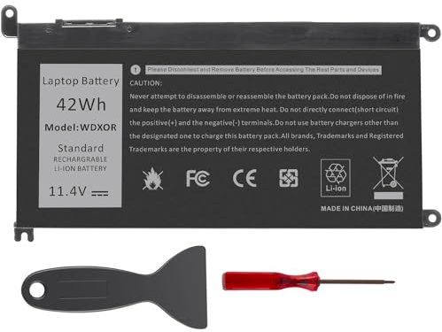 WDX0R Replacement Laptop Battery for DELL WDXOR 11.4V 42Wh Compatible with Dell Inspiron 13 7368 7378 15 5565 5567 5568 5578 17 5765 5767 7368 7378 7560 7570 7579 7569 WDX0R 3CRH3 P69G001 T2JX4
