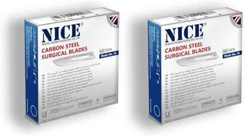 100 x NICE No.10 Sterile Carbon Steel CS10 Surgical Blades (Pack of 2)