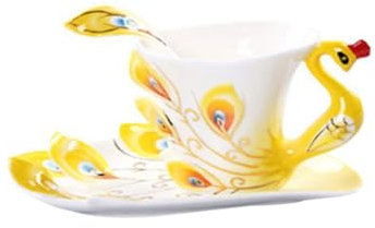 MAGICLULU Teetassen-set Aus Keramik – Modernes Kunstdesign Hochzeitsform Porzellantassen Untertasse Löffel Essgeschirr Für Die Teezeit