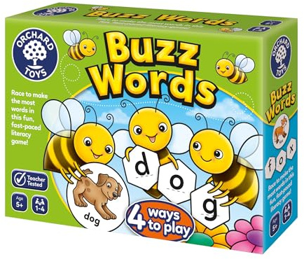 Orchard Toys Buzz Words Spelling Game - Literacy and Word Games for 5 Year Olds and Up - Learning and Educational Toys - Gifts for Kids, Boys and Girls - Age 5+ Years