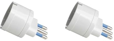 Adattatore da Viaggio con Presa Schuko 10A/16A 2P+T a Spina Elettrica 16A 3 pin, Adattatore Bipasso a Attacco Italiana 16A (2 Pezzi, Bianco)