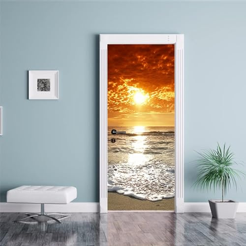 3D Türaufkleber Türtapete Selbstklebend Türposter Sonnenuntergang Strand Sonnenuntergang 77 X 200 Cm - Fototapete Türfolie Wasserdichte Abnehmbare Pvc Türtapete Innentür Schlafzimmer Küche Ba -6F0E3F5
