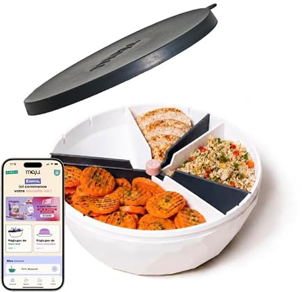 maju Bol Lunch Box à Compartiments Réglables, Fabriqué en France | Bilan nutritionnel inclus, micro-ondes, lave-vaisselle, sans BPA, meal prep, perte de poids, portion control