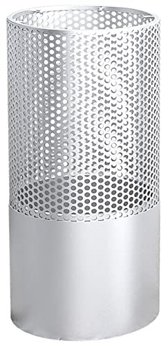Umbrella Stands,Round Metal Mesh Umbrella Bucket with Hooks, Hollow Out Storage Rack for Canes Walking Sticks Umbrellas, Patio Home Front Door Umbrella Stand/Silver/23Cm * 50Cm (9.1 * 19.7)