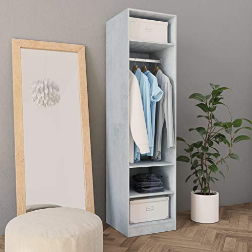 Bulliing Kleiderschrank Vorratsschrank Mehrzweckschrank Schrank Kleiderschrank Betongrau 50x50x200 cm Holzwerkstoff