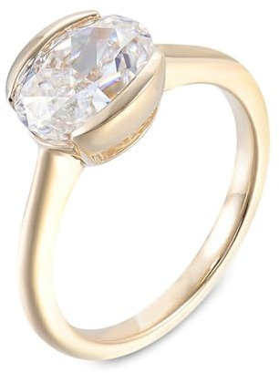 KnBoB Trauringe Eheringe 14K Gold Ring für Damen Solitär Weiß Oval 1ct Moissanit Edelstein Schmuck Größe 60 (19.1)