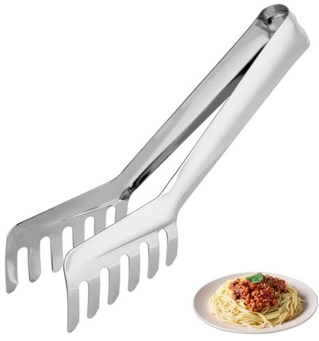 Hominas Pinza per Pasta 19 cm Inox, Tagliatelle Pinze Raccogli Oggetti Spaghetti in Acciaio Inossidabile a Forma di Pinza da Cucina per Spaghetti, Insalata