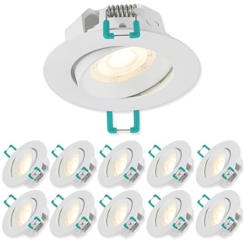 SYLVANIA LED Einbaustrahler 230V | 10er Pack | Warmweiß | LED Spots Ø 68 mm | Schwenkbar | Deckenspots für Wohnzimmer, Badezimmer, Küche