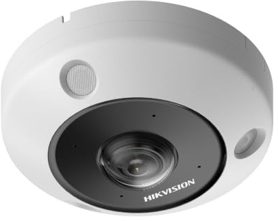 Hikvision6MP Deepinview Fisheye caméra reseau pour extérieure avec IR. Micro(4) et HP. Alarm et Audio E/S.