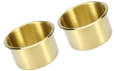 Partuto 2pcs Stainless Steel Cup Drink Holder Insert Gold Tone for Boats RVs Replacement
