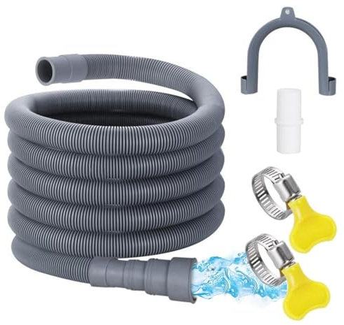 Washing Machine Drain Hose Extension Kit - 4.9 ft Washing Machine Hose | Flexible Drain Hose with 1 Adapter, 2 Hose Clamps, 1 U-Bend Hose Holder