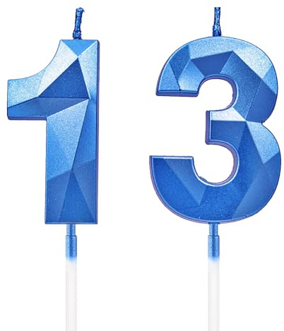 Velas 13 cumpleaños, velas con número azul zafiro, decoraciones para tartas de cumpleaños, bodas, aniversarios de empresa