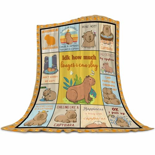 Gaakvrr Bonita manta Capybara, cobija de franela para cama, acogedora y ligera, regalos de felpa para niños, niñas, sofá, dormitorio, todas las estaciones, decoración del hogar, 130 x 150 cm