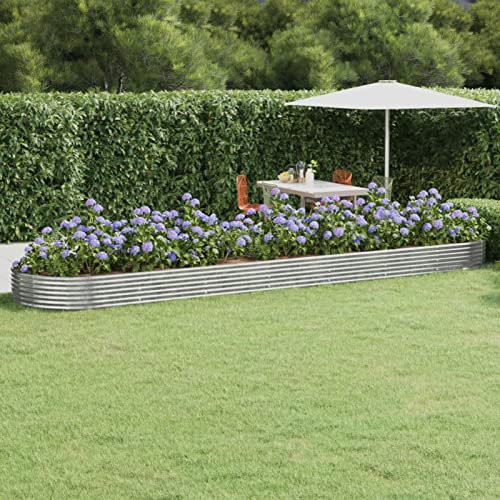 ShGaxin Hochbeet Pulverbeschichteter Stahl 600x140x36 cm Silbern, Palettenrahmen, Hochteich, Gemüsebeet, Kräuterregal Balkon, Blumenbeet, Kräuterspirale, Tomatenbeet, Pflanzhochbeet - 319052