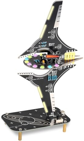 DONGKER Löt Bausatz, Raumschiff Styling RGB LED Licht Löten Übungssatz, DIY Lötprojekt Lampen Bausatz mit 4 LED Blink, Space Shuttle DIY Electronic Kits für Löten Bildung und Lernen, für Mint-Fächer