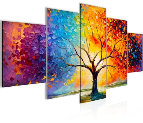 Runa Art - Bilder Baum 200 x 100 cm 5 Teilig XXL Wanddekoration Design Bunt 052951a