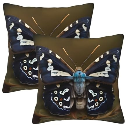 SHuWeiD Hermosa almohada con estampado de alas de polilla, funda de cojín decorativa, apta para dormitorio, sofá, sala de estar