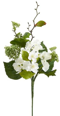 SilksAreForever 17 Mixed Hydrangea & Snowball Silk Flower Stem -White (Pack of 12)