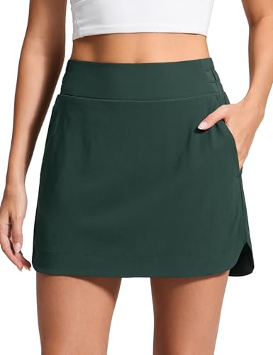 CRZ YOGA Jupes de Golf Taille Haute pour Femme Une Jupe de Ligne TennisSkort Légende Vert 38