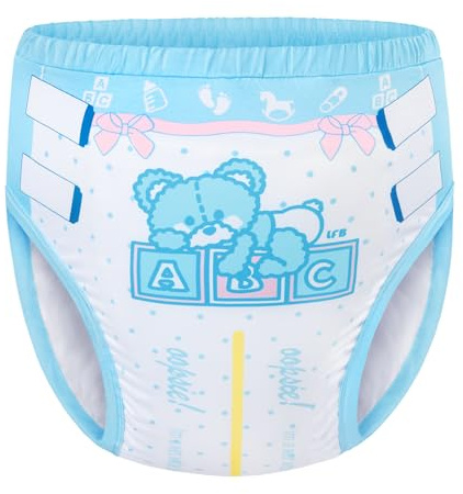 LittleForBig mjuka sidenunderkläder bekväma tvättbara återanvändbara träningsbyxor för vuxna – Potty Pants blå M