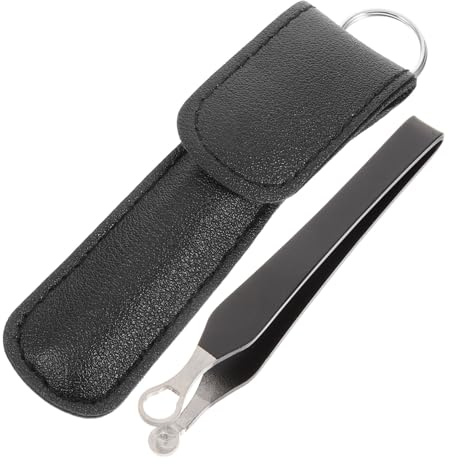 DEARMAMY Nasenhaartrimmer und Augenbrauentrimmer aus Edelstahl mit Etui Sicherer und Bequemer Schnitt für Nasen und Ohrhaare Schwarz