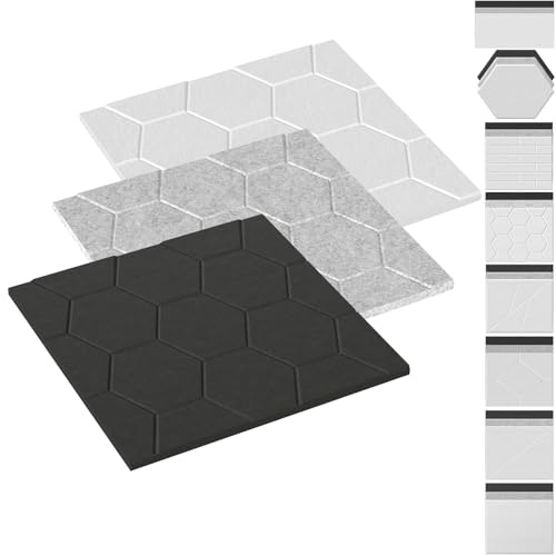UISEBRT 3D Akustikpaneele Selbstklebend, Schallschutz Schallabsorber Wandpaneele Schalldämmung Wandverkleidung für ruhige Räume, Akustische Behandlung Schallschutzplatten, Schwarz Wabenform