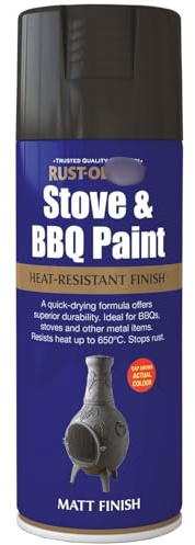 TIGHUP Stove & Bbq Spray Paint Matt Black 400ml - a Quick-drying, Ultra-tough Heat-resistant Finish Designed for Stoves and Bbqs - Provides Rust Protection - Durable, Corrosion-resistant
