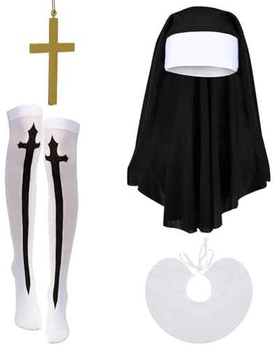 YUYWWAN Nonnen Kostüm Zubehör Set, Nonnenkostüm Damen Accessoires, Halloween Kostüm the Nun für Halloween Damen Nonnen Rollenspiel