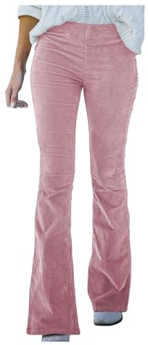 KBOPLEMQ Pantaloni a zampa da donna, invernali, corduroy, caldi, elasticizzati, flared Bootcut da jogging, a vita alta, in velluto dorato, a campana, eleganti, larghi, da donna, per il tempo libero