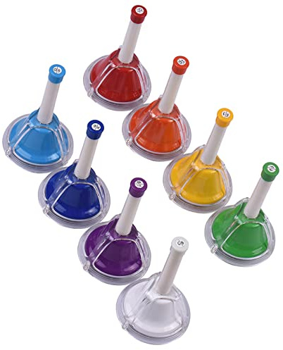 Juego de Campanas Diatónicas, Colorido Kit de Percusión Musical con 8 Notas y Asas de Plástico, Campanas de Metal para Educación Infantil y Aprendizaje en Escuelas Hogares