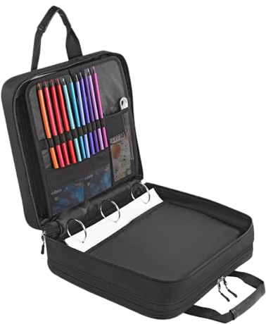 Carpeta De 3 Anillas Y Cremallera - Resistente Con,Carpeta Bolso Con Múltiples Bolsillos,Para Estudiantes Adultos Escuela Oficina Negocios Trabajo Documentos Portátil