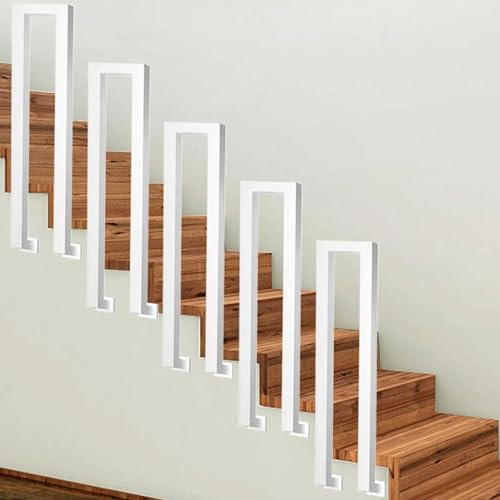 U Ringhiera Scale Montaggio Laterale - Ferro Battuto Ringhiera Per Scale, Corrimano Per Scale Antiscivolo, Per Garden Loft Corridor Villa Pali Di Supporto(White,75cm)