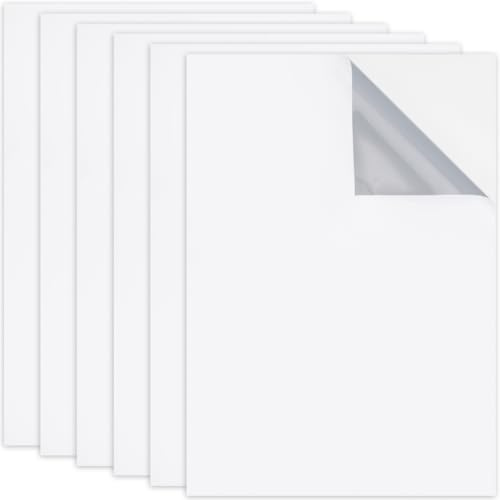GORGECRAFT 6 Feuille D'Autocollant pour Tableau Blanc Effaçable à Sec pour Mur en Pet Auto Adhésif Amovible Résistant Papier Peint Blanc à Décoller Coller Réfrigérateur Bureau Porte Bureau 30x21cm