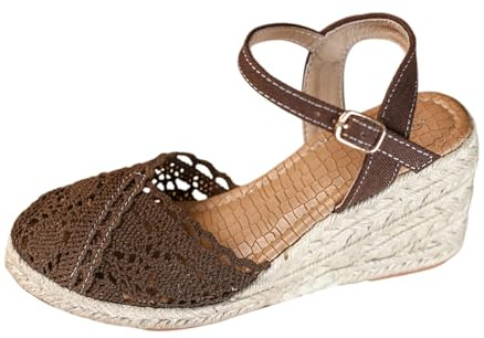 Espadrilles dam kilklack, sandaletter dam tjocka stängda främre kilsandaler justerbart spänne kilsandaletter kilsandaletter bekväma sandaletter med klack linnesula sandalett
