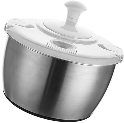 Duokon Centrifuga per Insalata, Centrifuga per Insalata, in Acciaio Inox, per Verdure, Rotazione Manuale, Grande capacità, Facile da Pulire, per la Preparazione dei Pasti in Domestica