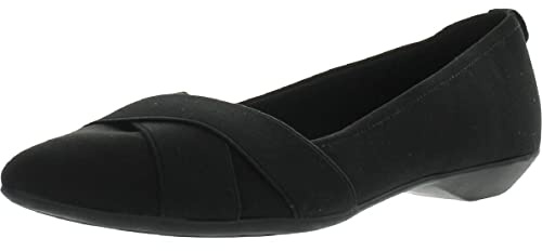 Anne Klein Women's OALISE Flat Shoe, Black/Black, 8.5 M US