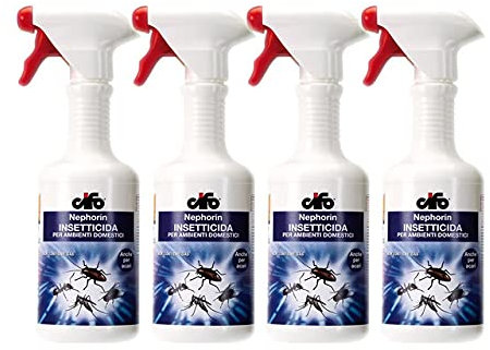 Multipack 4 Pezzi Nephorin Cifo Insetticida Mosche Zanzare Scarafaggi Formiche Acari ml 500