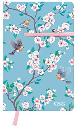 Herlitz 50021475 Notizbuch Young A5 Ladylike Birds, 88 Blatt kariert, mit Leseband, 1 Stück