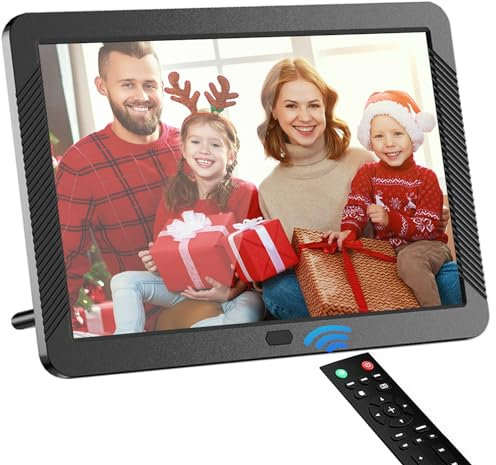 Digital Photo Frame 8 inch FHD, Fambrow Digital Picture Frame 1920x1080 Full IPS Display with Photo/Music/Video Player/Calendar/Alarm, Brightness Adjustable Electronic Photo Frame with Remote Control