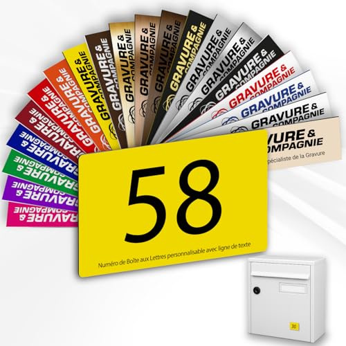 Letterbox Number – Adhesive PVC Engraved Plaque – Custom House/Mailbox Number SignLetterbox Number – Adhesive PVC Engraved Plaque – Custom House/Mailbox Number Sign - SMALL 5 x 3,5 cm (Yellow)